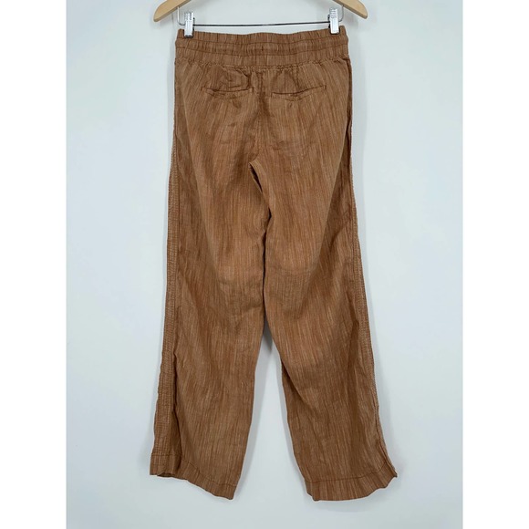 Athleta Cabo Linen Textured Wide Leg Pants Rain Dance Seina Beige - Picture 10 of 15